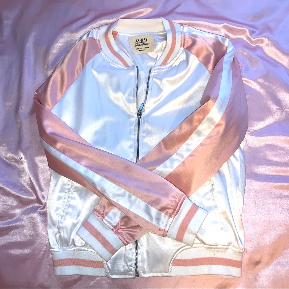 Pink Satin Bomber Jacket